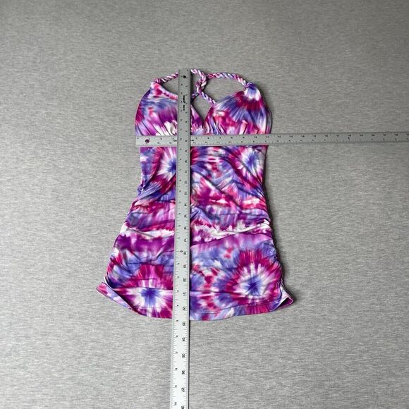 GUESS Women’s Tie-Dye Open Back Knotted Racerback Padded Plunge Top - Picture 4 of 12